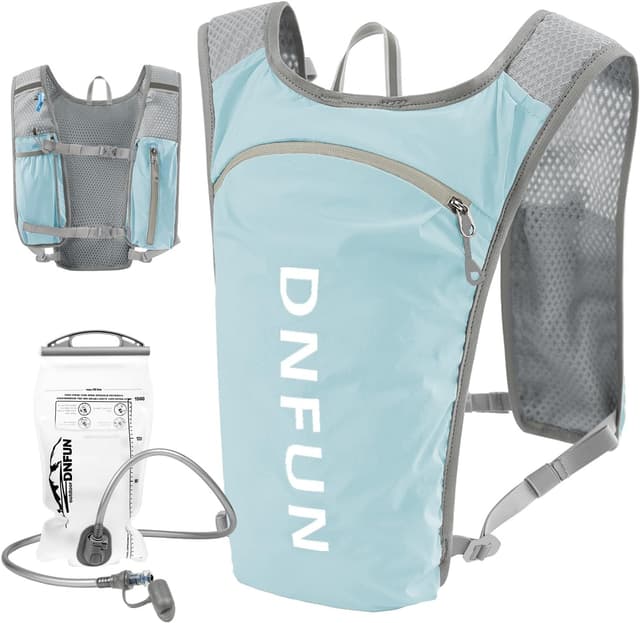 Detalle de Laufweste Damen & Herren mit 1.500-ml-Trinkflasche – 5L Running Vest Trinkrucksack mit Handyhalterung