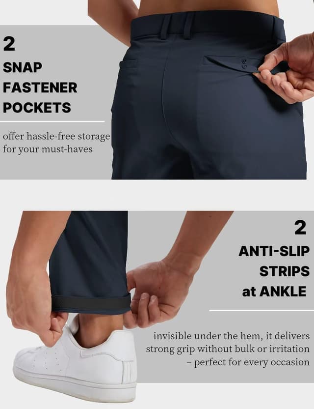 Detalle de Mens Golf Pants Lightweight Quick Dry Anti-Slip Work Dress Pants with 4 Pockets (Stretch Casual Slacks)