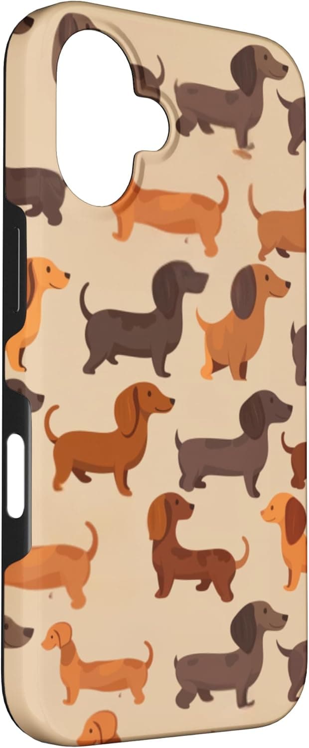 Detalle de Cover iPhone 16 con bassotto salsiccia