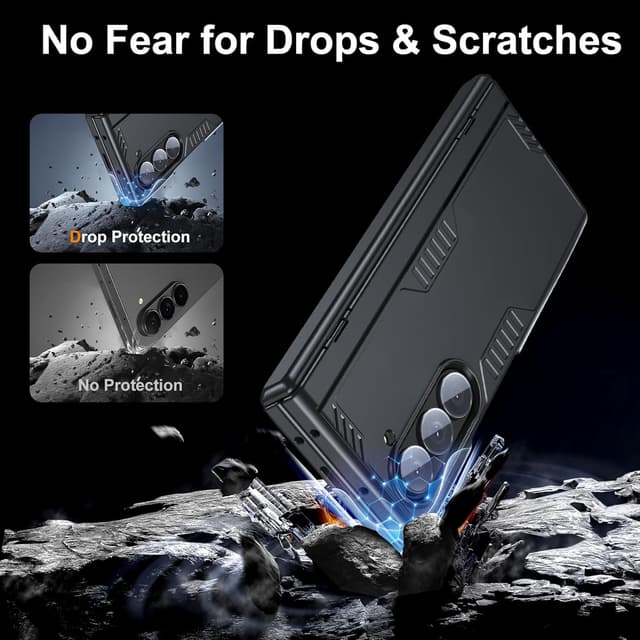 Detalle de Kaiiecal Slim Hinge Stand Case with Screen Protector for Samsung Galaxy Z Fold6 (Black)