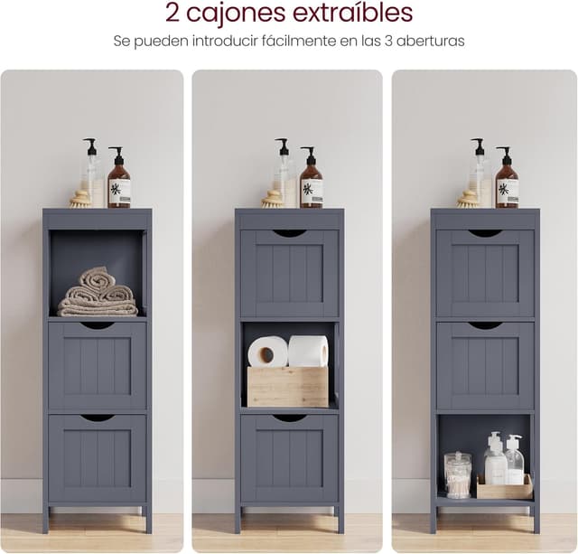 Detalle 2 de VASAGLE BBC042G01 mueble baño 30x30x89 cm