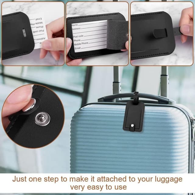 Detalle 1 de Flintronic Lot de 4 étiquettes de bagages en cuir