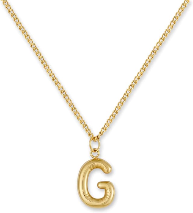 Detalle de GD GOOD.designs EST. 2015 Collier Lettre Or Bubble – Pendentif initiale en acier inoxydable doré
