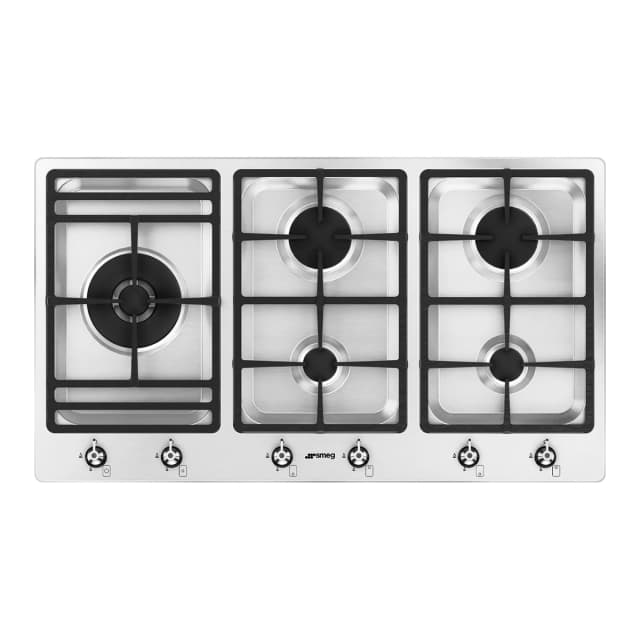 Detalle de Smeg PS9062 placa gas 90 cm 5 zonas