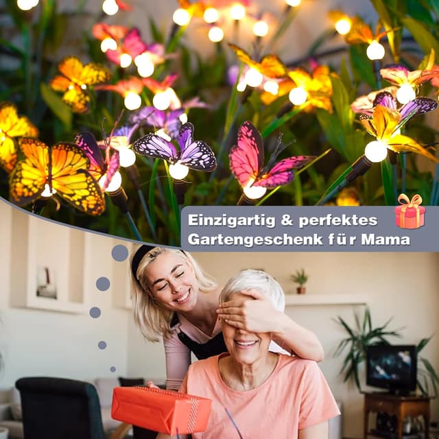 Detalle de DooYard solar garden lights with swaying butterfly effect (2 pack)