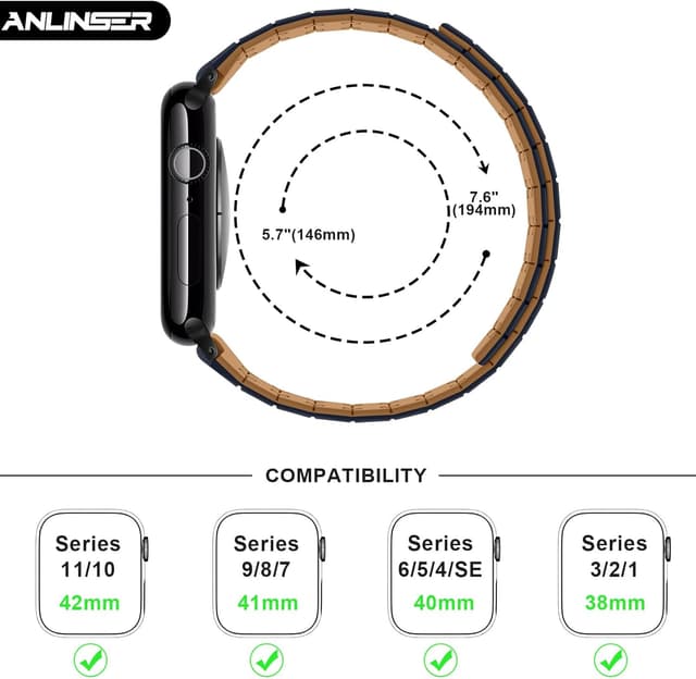 Detalle 2 de Anlinser Reversible Magnetic Apple Watch Strap (42mm/41mm/40mm/38mm) – Brown/Indigo