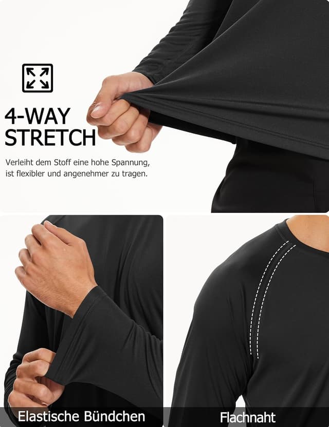 Detalle 2 de TACVASEN Herren UPF 50+ UV-Schutz Langarmshirt für Outdoor & Sport (Rashguard)
