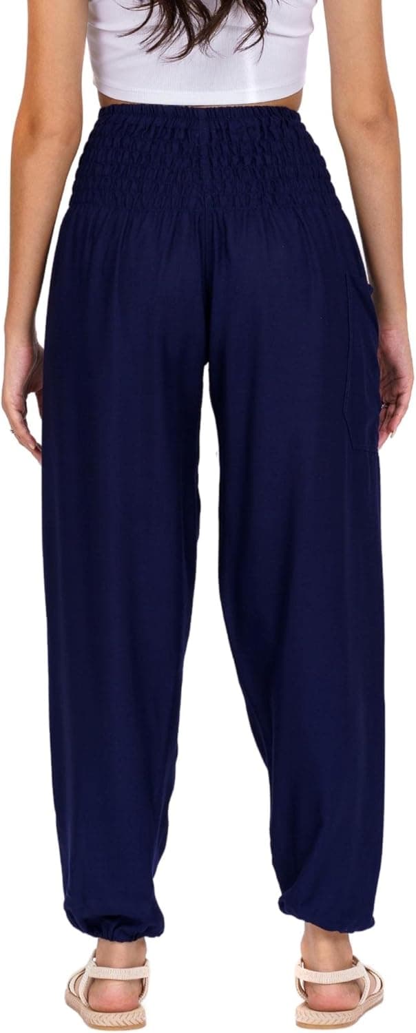 Detalle de Lofbaz harem pants for women – boho palazzo yoga & lounge trousers in soft rayon