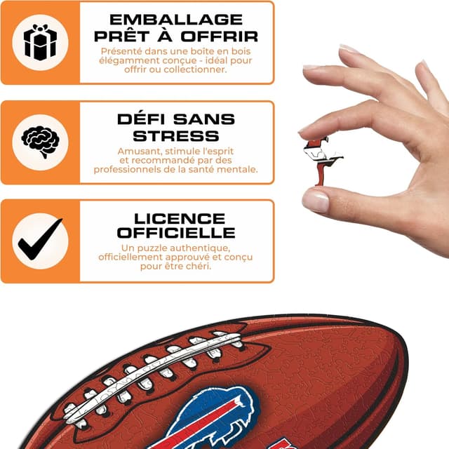 Detalle de Iconic Puzzles Buffalo Bills – Puzzle en bois sous licence NFL, 150 pièces (taille S)