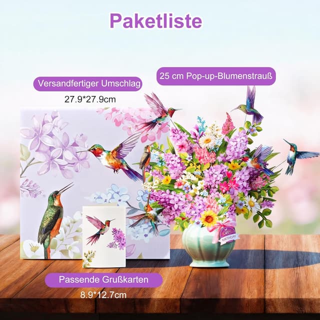 Thumbnail 6 de Hummingbird Oasis musical & light 3D pop-up “Happy Birthday” card (10-inch)