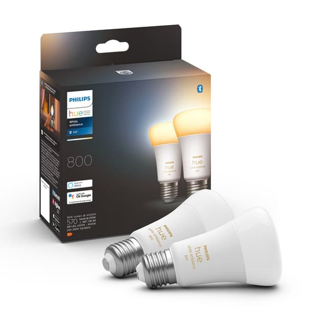 Detalle 1 de Philips Pack 2 Bombillas HUE A60 E27 8W