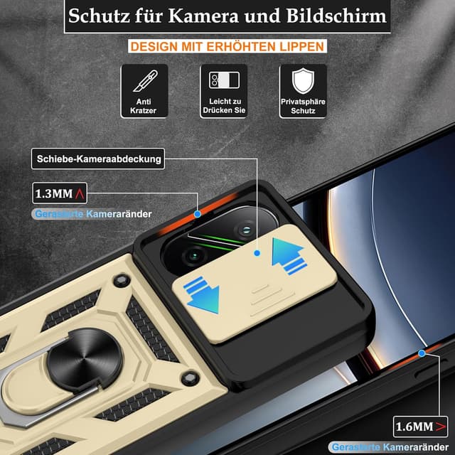 Detalle de Jshru Poco F7 Hülle mit 360° Ring