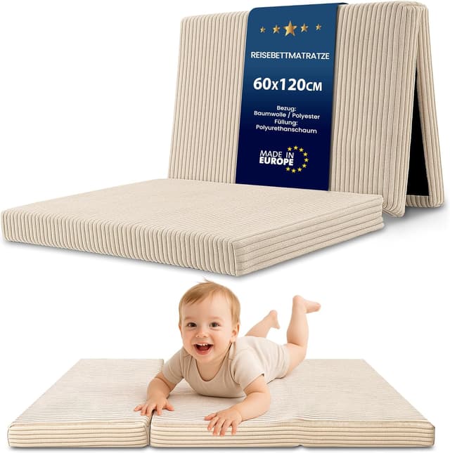 Thumbnail 6 de Materasso Pieghevole Bambini 60x120 cm da pavimento Brandina Ospiti Materassino sfoderabile e lavabile Oeko-Tex, marrone