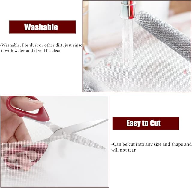 Detalle 2 de Yiichiy Fliegennetz Meterware 120 x 250 cm (Fiberglas, schneidbar) für Fenster & Dachfenster – Ersatznetz in Weiß