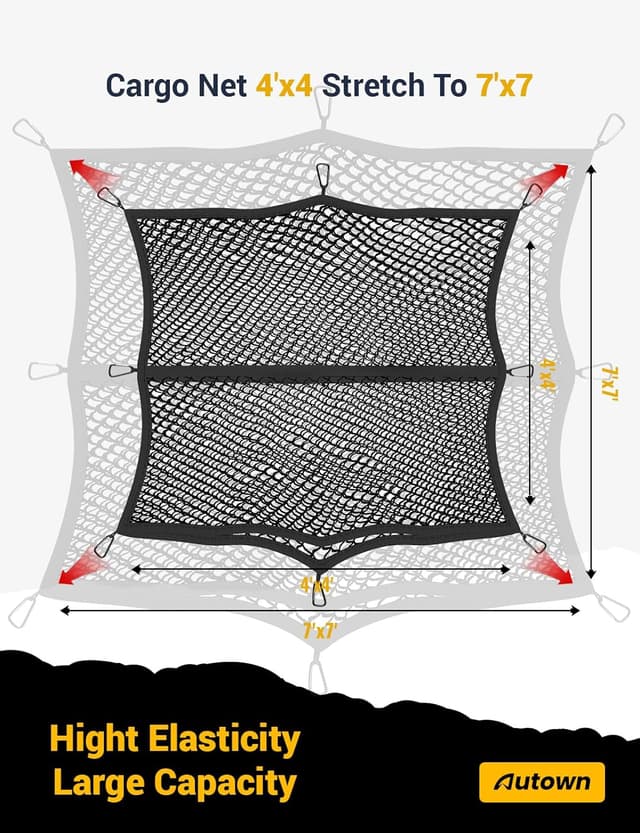 Detalle de AUTOWN Cargo Net for Truck Bed, 1-inch mesh