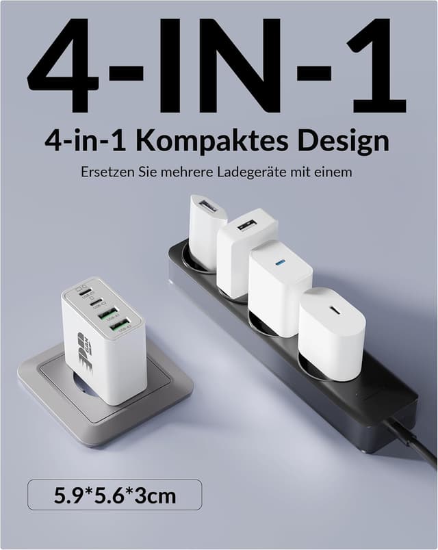 Detalle 2 de TIBEITA MacBook Ladekabel 100 W 4-Port