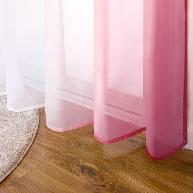 Detalle de SIMPVALE Gardinen mit Ösen Farbverlauf – 2er-Set transparente Voile für Wohnzimmer & Kinderzimmer