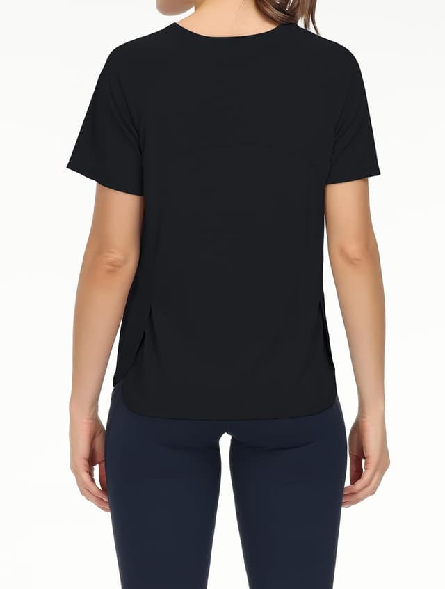 Detalle 2 de THE GYM PEOPLE Camiseta workout donna a manica corta traspirante con spacchi laterali