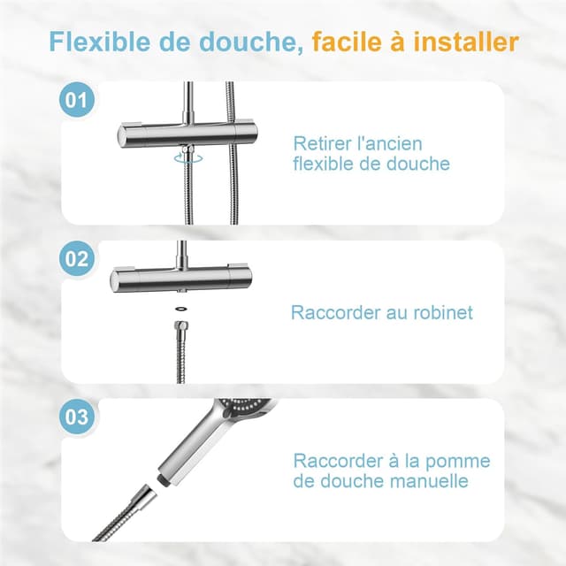 Thumbnail 4 de OFFO Flexible Douche 2m tuyau de douche anti-torsion