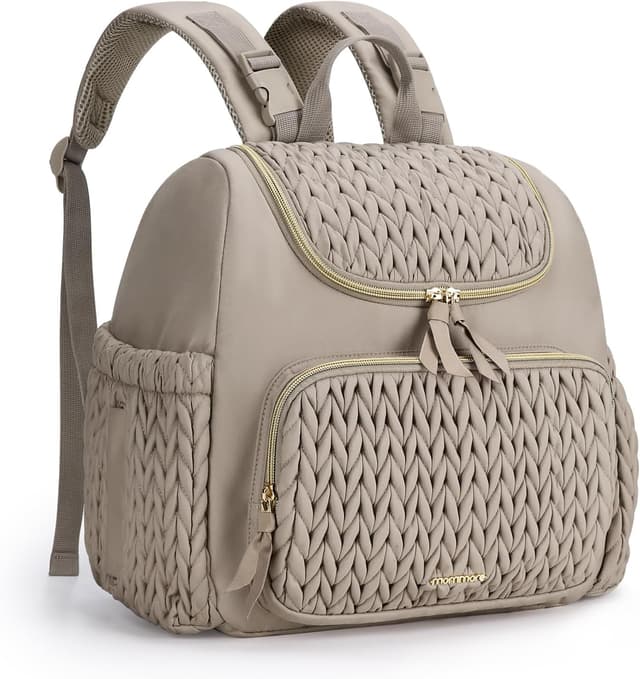 Detalle de mommore Wickeltasche & kleiner Wickelrucksack – kompakt mit isolierten Fächern, Wickelunterlage und Kinderwagenbefestigung