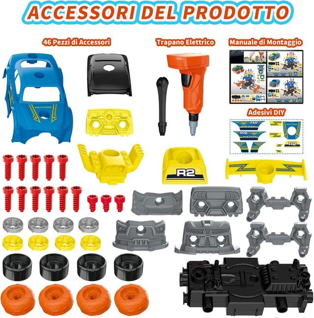 Detalle 2 de Pup Go Modellini Auto 3-in-1 da costruire (46 pezzi) con trapano elettrico e cacciavite manuale per 3-5 anni, blu