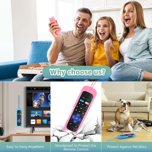 Detalle de (2+2 Packs) Roku TV Replacement Remote with Glow-in-the-Dark Silicone Covers