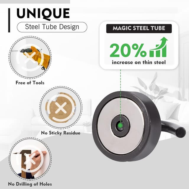 Detalle de Neosmuk Magnetic Hooks (Grey) – 40lb+ heavy-duty magnetic hooks for cruise cabins, fridge, and hanging