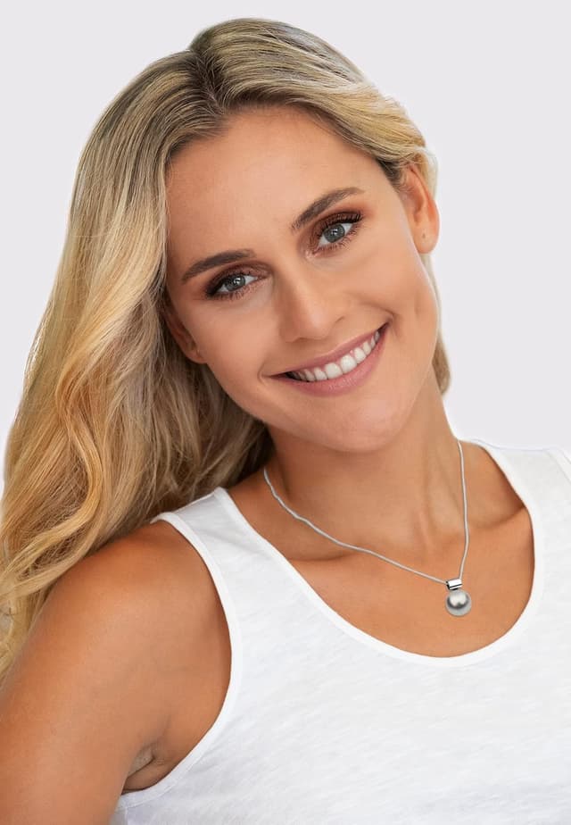 Detalle 2 de Nenalina Perlen-Anhänger aus 925 Sterling Silber mit 12 mm grauer Glas-Perle (846504-193)