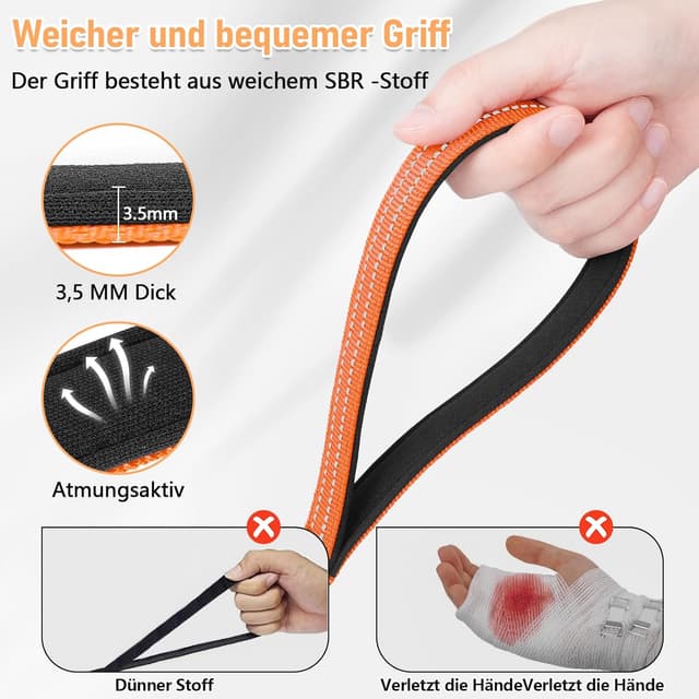 Detalle de X XBEN robuste & leichte Schleppleine (30 m) mit Handschlaufe, reflektierenden Linien und Metallhaken