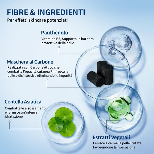 Detalle de RAZUYYEN Maschera viso di riparazione in tessuto (con acido ialuronico, centella e pantenolo) – 10 maschere per pelli secche e sensibili