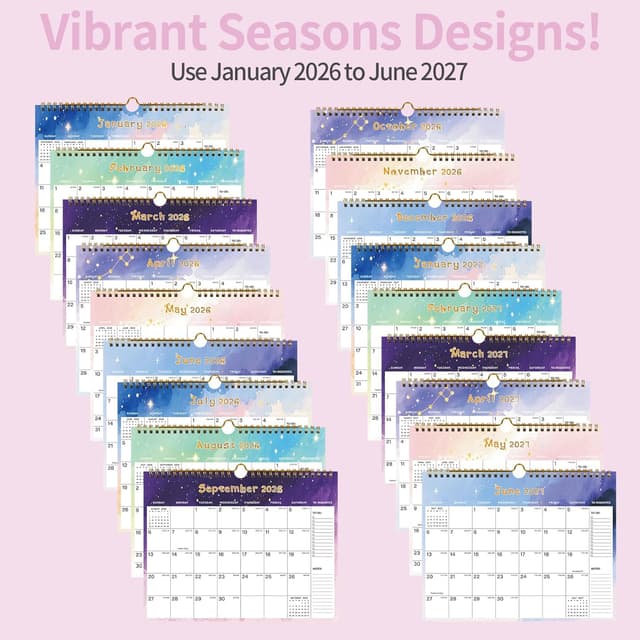 Thumbnail 4 de 2026-2027 Wall Calendar 18-Month Large Ruled Blocks 📅