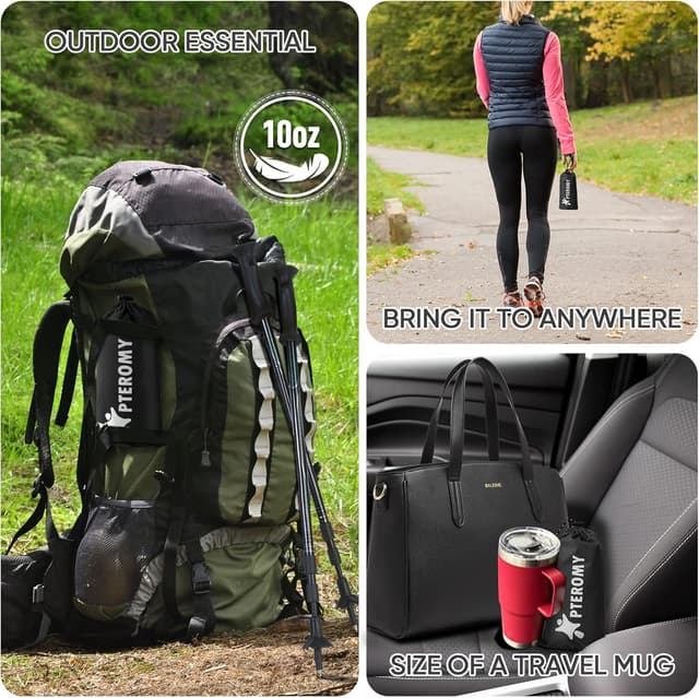 Detalle de PTEROMY Hooded Rain Poncho for Adults with Pocket — Waterproof lightweight unisex raincoat