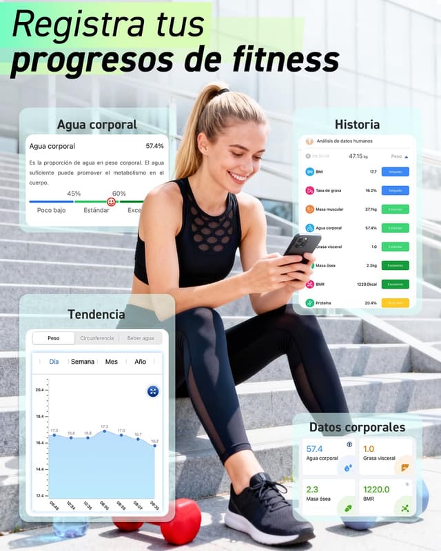 Thumbnail 4 de INSMART Báscula Grasa Corporal Bluetooth 180 kg