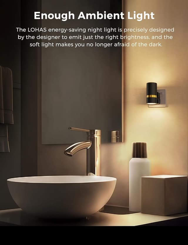 Detalle 2 de LOHAS-LED Night Light Plug-in Wall (2 Pack) with Dusk to Dawn Sensor and Adjustable Warm White Brightness (3000K)