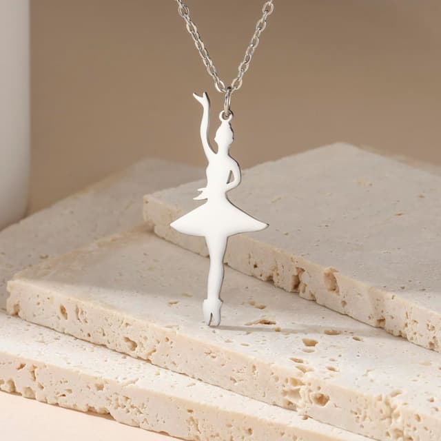 Detalle de VASSAGO Collier ballerine ballet avec cœur, pendentif danse classique (acier inoxydable) pour filles et femmes