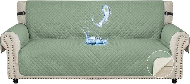 Detalle de Ystyle Trapuntato Natalizio Copridivano 3 Posti con Braccioli Estivo Impermeabile Antigraffio Antimacchia, Verde Chiaro