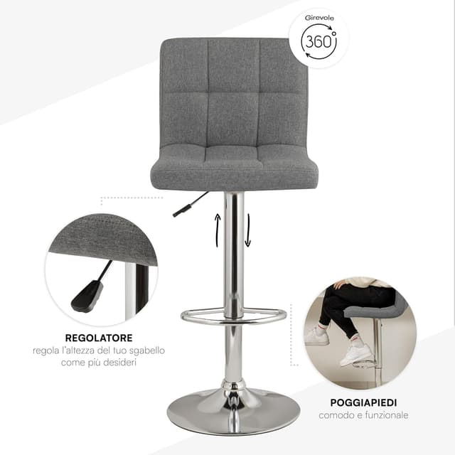 Thumbnail 4 de Baroni Home Tabouret de Bar Gris 115 cm