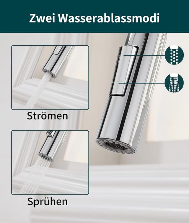 Detalle de Süßren Grifo Cocina extraíble 1,5 m cromado