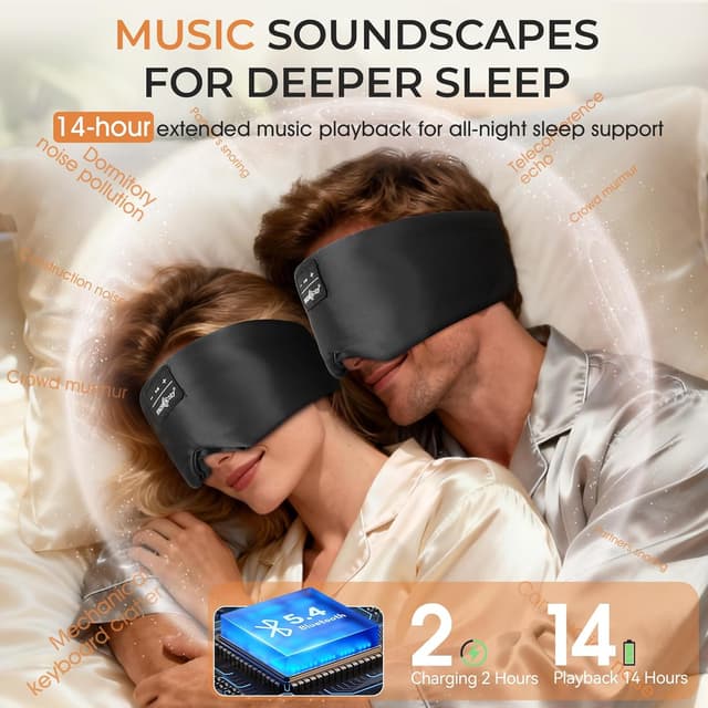 Thumbnail 4 de MUSICOZY Silk Sleep Mask Headphones 14H