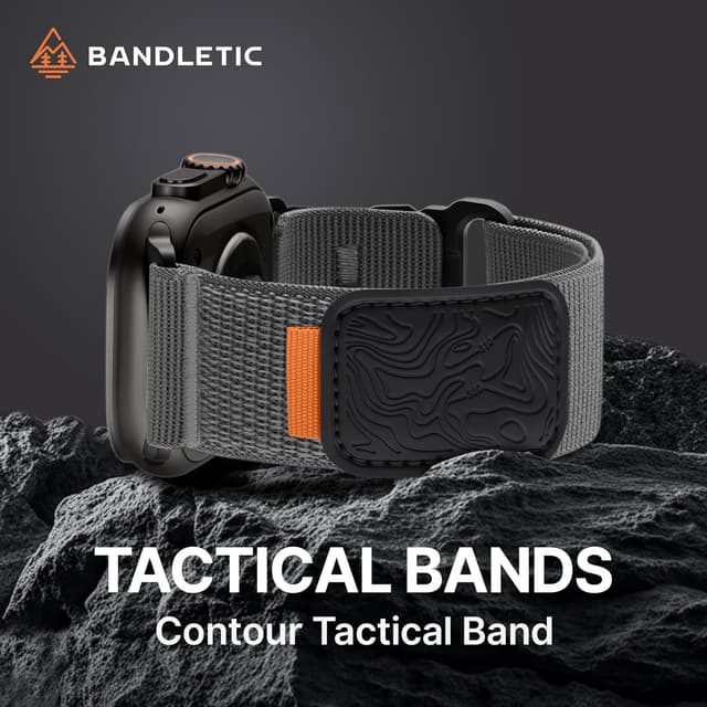 Detalle 2 de Bandletic Nylon Loop Strap for Apple Watch Ultra (49mm) and Series 11/10/9/8/7/SE/6/5/4/3/2/1 – Grey, Soft Loop Strap