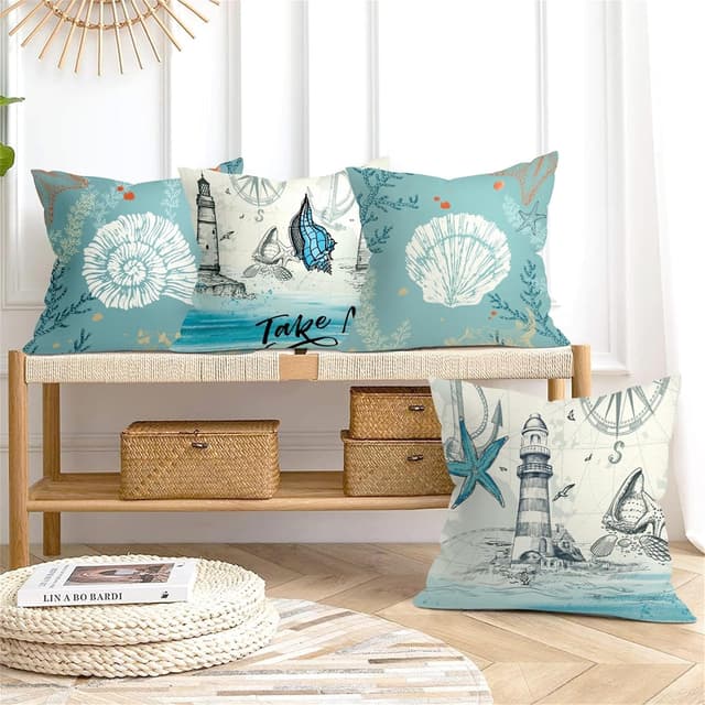 Thumbnail 1 de Joymaison Summer Blue Nautical Cushion Covers 45 x 45 cm pack of 4 🛋