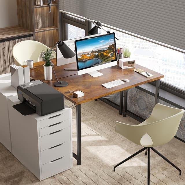 Detalle 2 de ODK Kleiner Schreibtisch 100×48 cm – kompakter Computertisch für Homeoffice & kleine Räume (braun)
