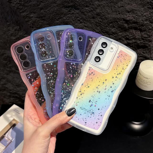 Thumbnail 6 de ZTOFERA Curly Wave Glitter Rainbow Star TPU Case for Samsung Galaxy S22 5G (6.1-inch)