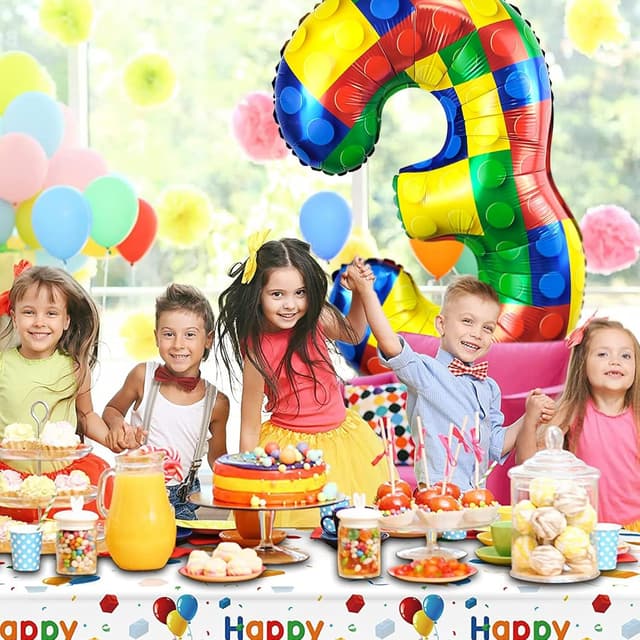 Detalle de CHANGZHONG 32 Inch Building Block Number 2 Foil Mylar Balloon (helium or air) for 2nd birthday