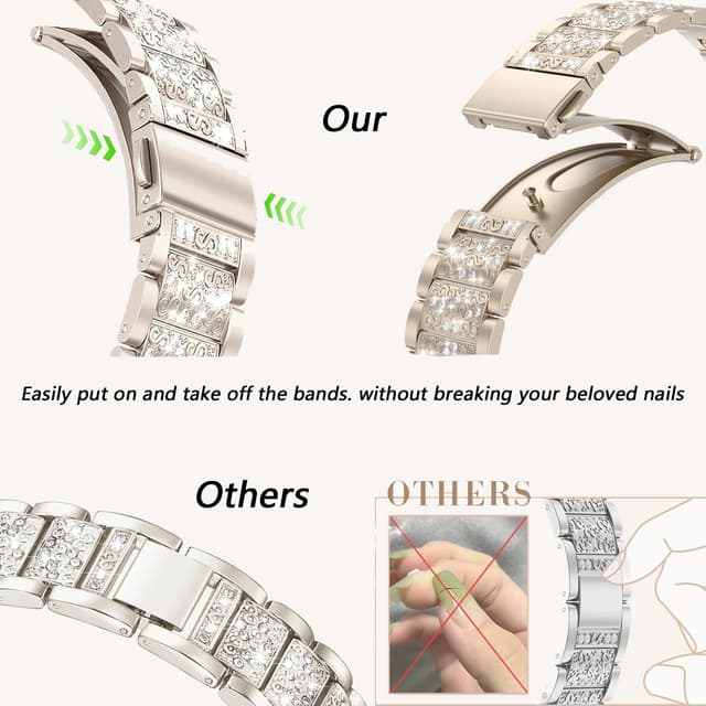 Detalle de JJii Sung Bling Diamond Strap – sparkling rhinestone metal band for Apple Watch 38mm–49mm