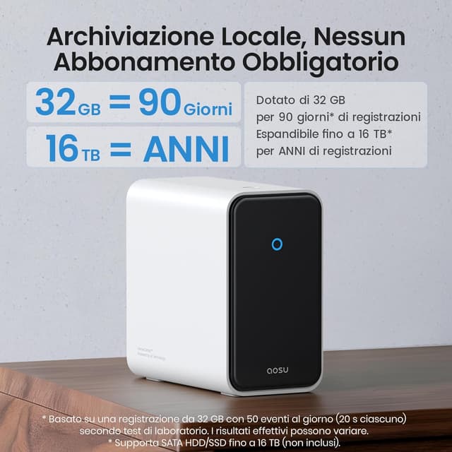 Detalle de aosu 3K Telecamera WiFi esterna senza fili: kit da 8 con aosuCortex e PTZ 360°