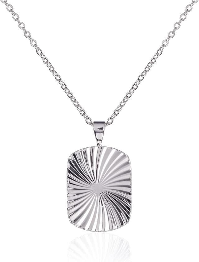 Thumbnail 6 de ZAVANA collana da donna con ciondolo rettangolare “taglio diamante” placcata oro o rodio, girocollo regolabile 40+5 cm