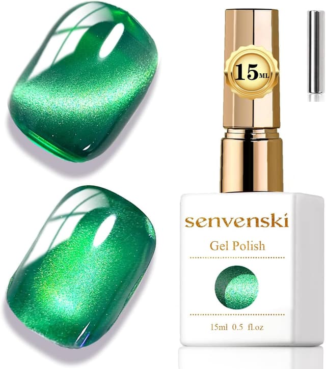 Detalle de Senvenski Gelatina Vetro Cat Eye con bacchetta magnetica semipermanente Giada Verde (15 ml)