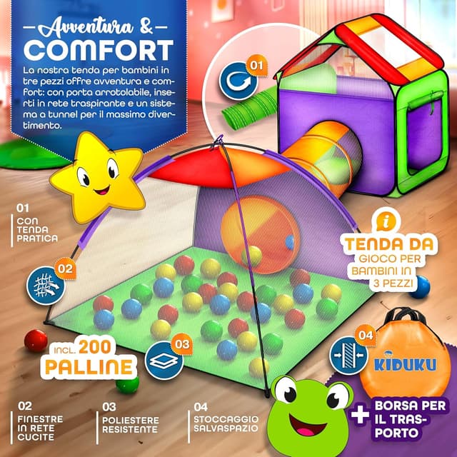Thumbnail 1 de KIDUKU Tenda Igloo con Tunnel e 200 Palline 🎪