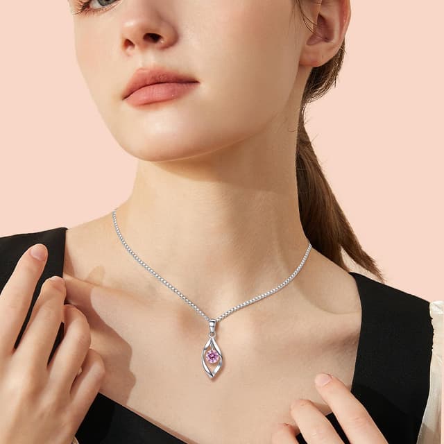 Detalle 2 de Zolkamery Schmuckset aus 925 Sterlingsilber für Damen: Twist Halskette & Ohrringe mit Zirkonia